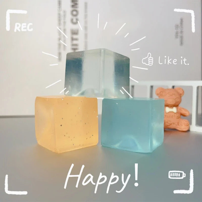 15Pcs Mini Ice Cube Squishy Toys Release Stress Transparent Small Ice Block Pinch Children Squeezing Stress relieving Toy Gifts