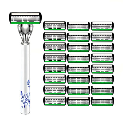 High Quality Men Safety Razor 6-Layer Germany Stainless Steel Shaving Blades Manual Shaver Replacing Cutter Head