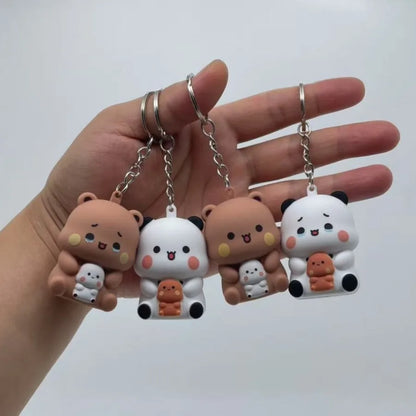 Bubu Dudu Say I Love You Voice Toys Keychain Yier Panda Bear Glowing Anime Figures Phone Ornament Bag Decoration Couple Gifts