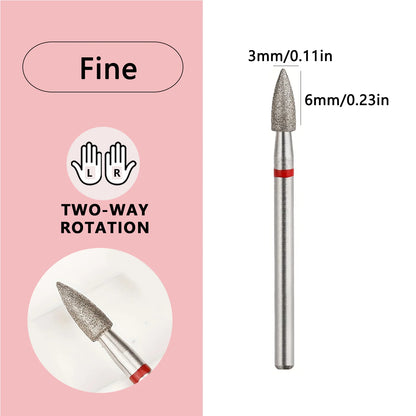 10pcs/set 3mm Cone Diamond Cuticle Bit Manicure Drills Nails Accessories Tools