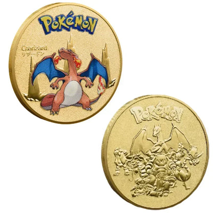 Anime Gold Plated Gold Coin Game Commemorative Coin Pikachu Mewtwo Charizard Gold Coin Game Collection childrens gift