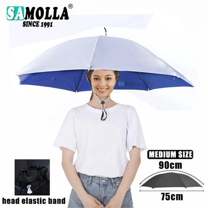 Rain Umbrella Hat Foldable Sun Shade Waterproof Fishing Headwear Cap Beach Head Hats Double-Layer UV Protection Sunscreen
