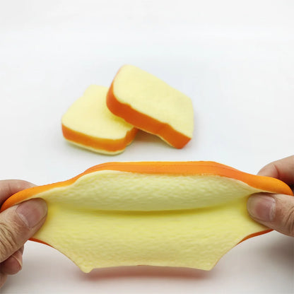 Soft Flour Toast Sliced Shape Bread Stress Toy Anxiety Relief Fake Food Toy for Adult Tricky Funny Birthday Gifts
