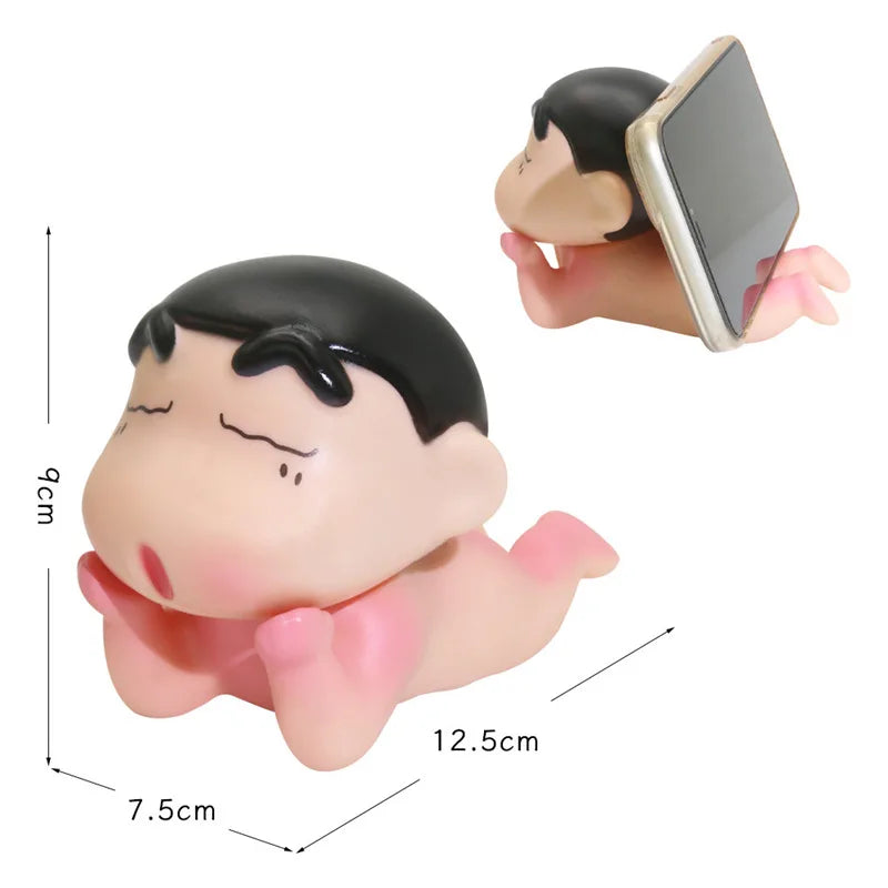 Crayon Shin-Chan Take Bath Zaemon Bare Butt Open Your Eyes Mobile Phone Stand Desktop Figure Ornament Gift Doll Car Decorations