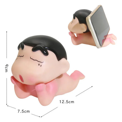 Crayon Shin-Chan Take Bath Zaemon Bare Butt Open Your Eyes Mobile Phone Stand Desktop Figure Ornament Gift Doll Car Decorations