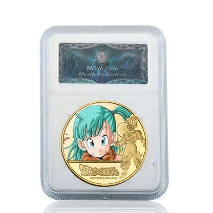 Dragon Ball Gold Plated Gold Coin Son Goku Vegeta Commemorative Coins Children Classic Anime Peripherals Collection Toy Souvenir
