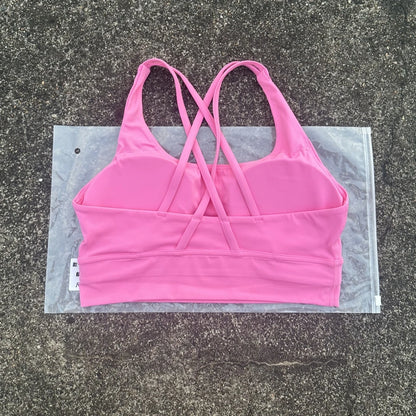 Solid Color Soft Cross Back Women Fitness Bra Tights Yoga Vest High Strength Shockproof Gym Sports Top Push Up With Chest Pad