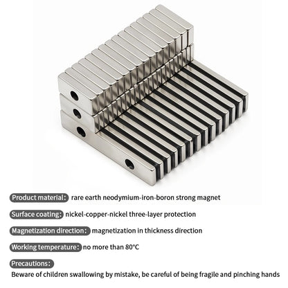Super Strong Neodymium Magnet  N35 NdfeB Permanent Magnetic imanes Block with holes Powerful Magnets Refrigerator Magnet