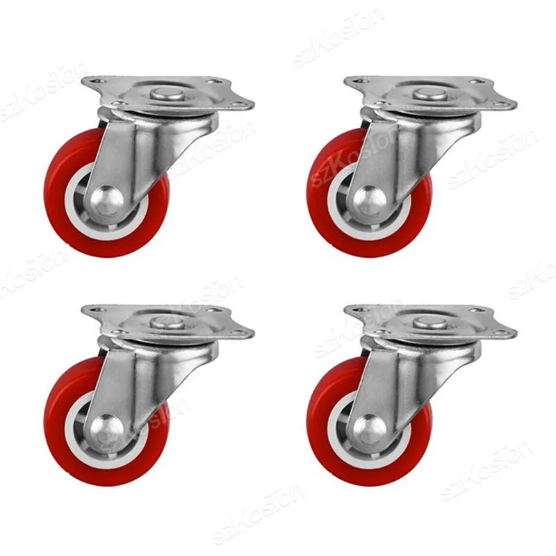 4Pcs/lot 1-2inch Furniture Caster PVC Red Universal Wheel Swivel Caster Roller Wheel For Platform Trolley Accessory
