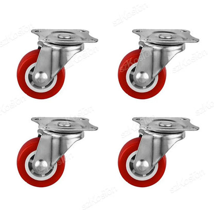 4Pcs/lot 1-2inch Furniture Caster PVC Red Universal Wheel Swivel Caster Roller Wheel For Platform Trolley Accessory