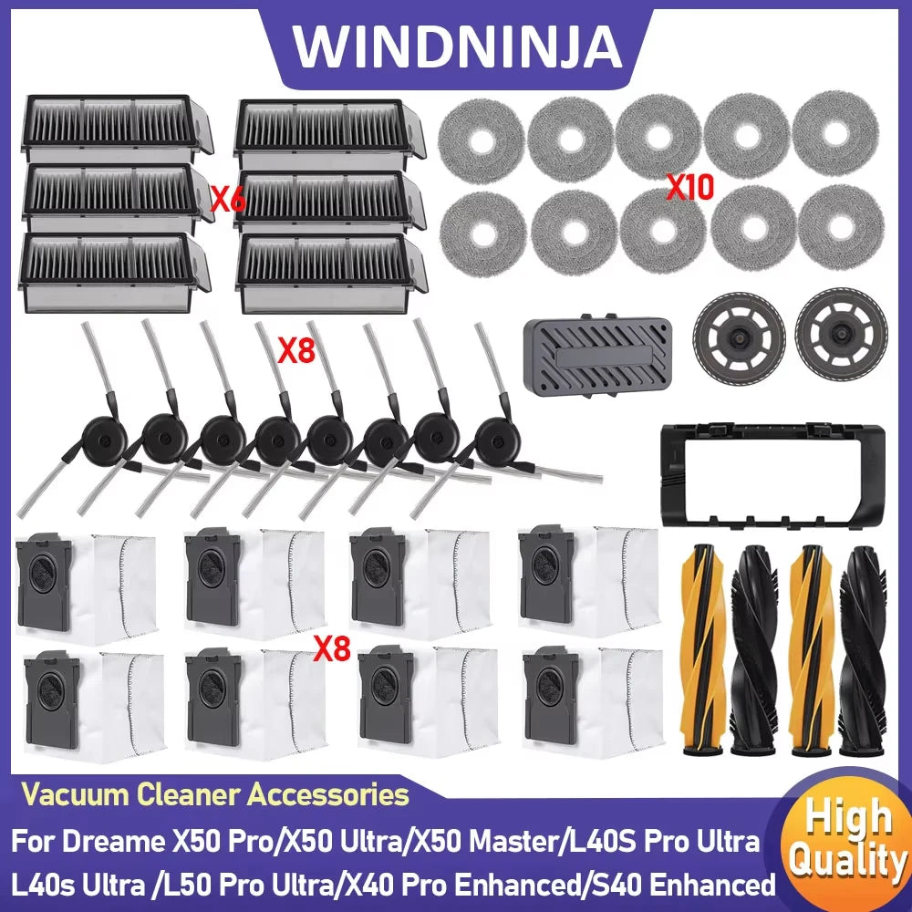 For Dreame Main Side Brush Hepa Filter Mop Rags Dust Bag X50 Pro/X50 Ultra/X50Master/L40S Pro Ultra/L50 Pro Ultra/MOVA V50 Ultra