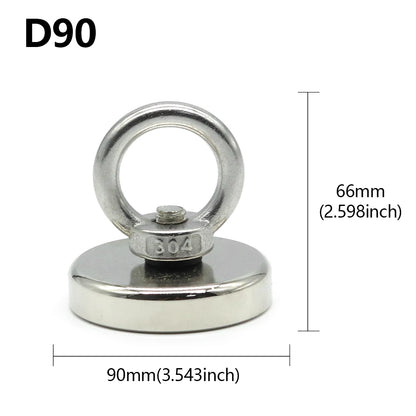 Neodymium Magnet N52 Heavy Duty Magnet with Countersunk Hole Eyebolt Salvage Searcher Magnets