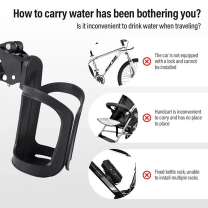 Adjustable Stroller Water Bottle Holder - 360° Rotating Bike Cage for Stroller Accessories