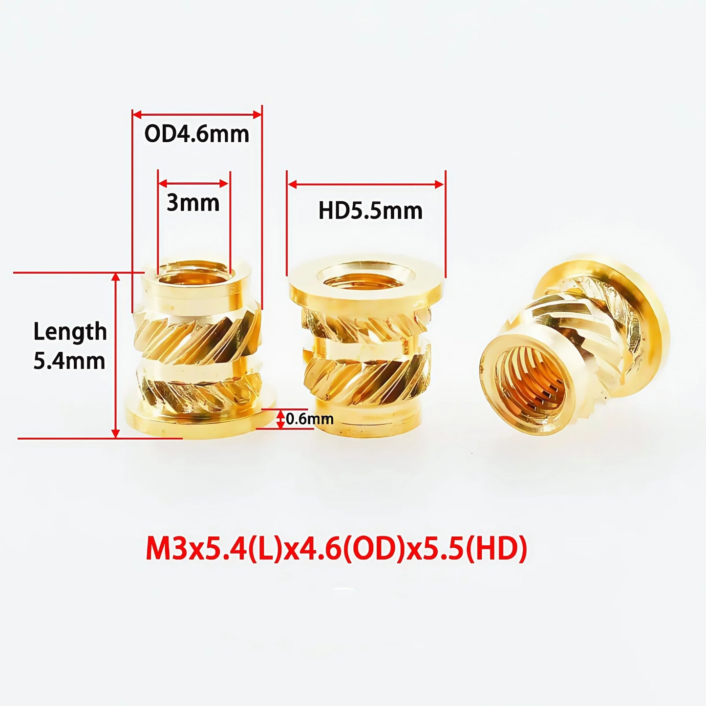 Brass Heat Insert Nut M2 M3 M4 M5 M6 M8 Hot Melt Flange Thread Knurled T-type Copper 3D Printing Injection Embedment Molding Nut