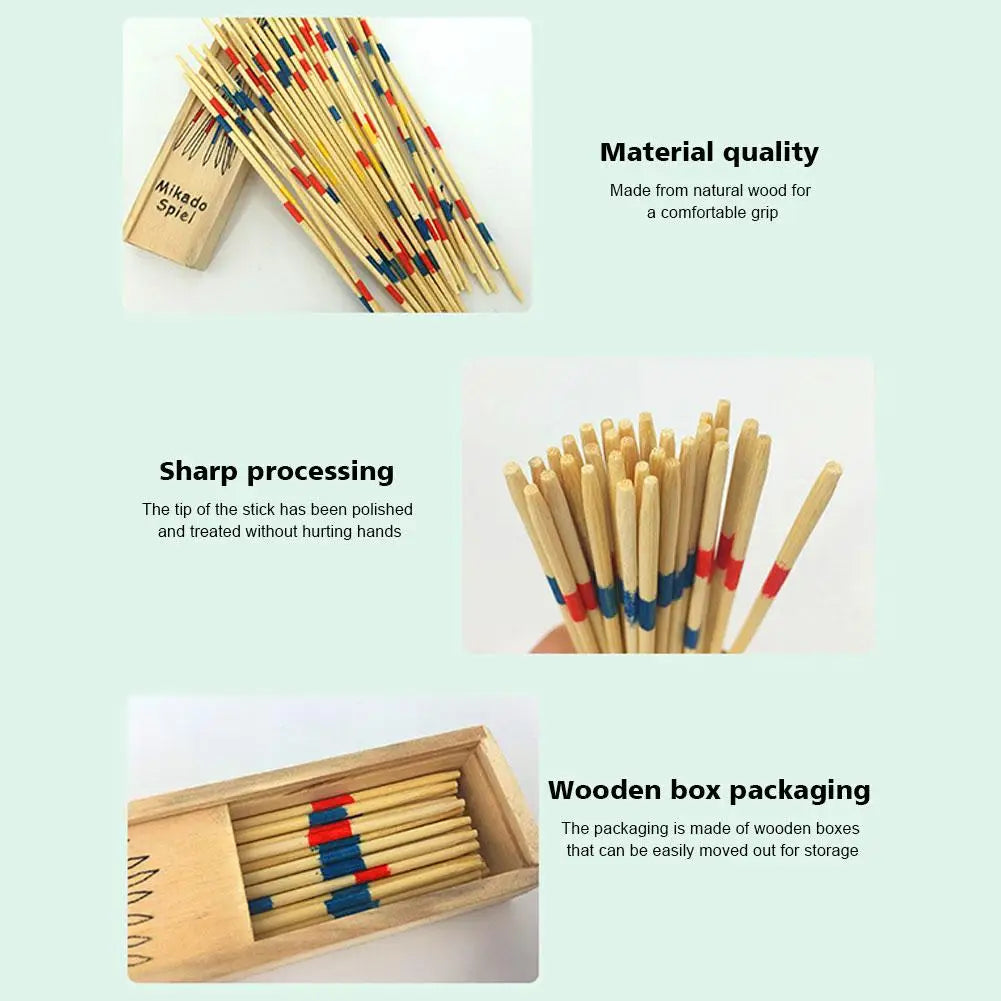 Traditional Mikado Spiel Pick Up Sticks With Box Multiplayer Game Baby Educational Wooden Board Game Stick Funny Desktop Toy