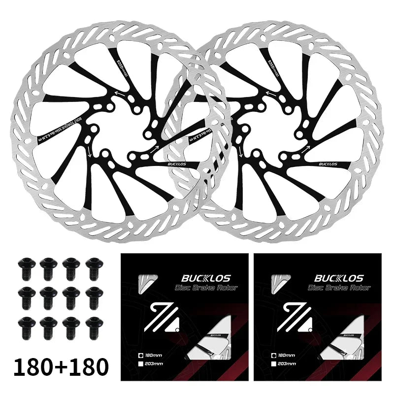 BUCKLOS Ultralight MTB Bike Hydraulic Disc Brake Rotor 160/180/203mm Mountain Road Racing Bicycle Brake Disc with 6 Free Bolts