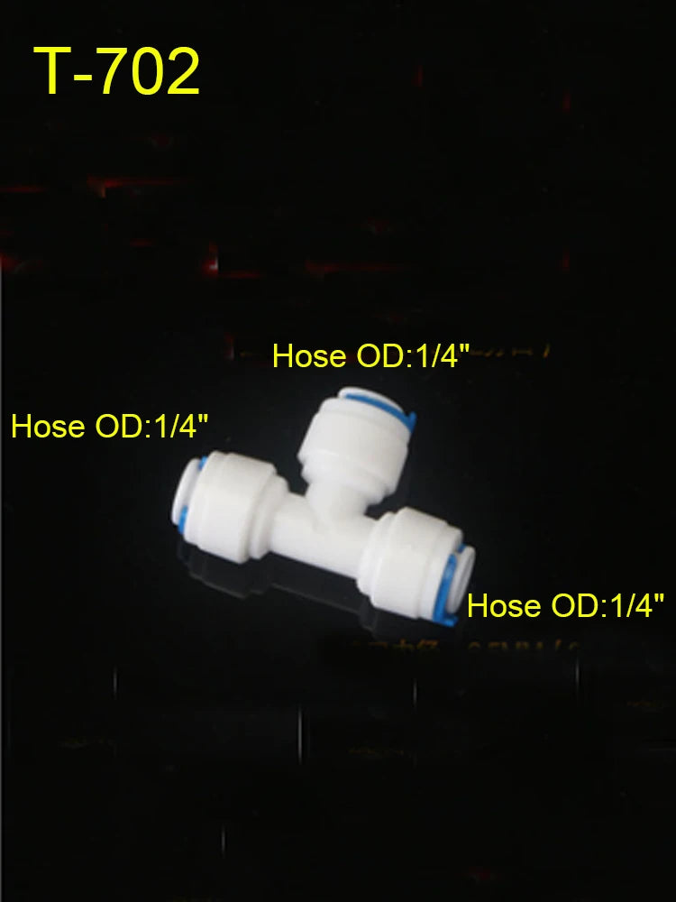 Reverse Osmosis Quick Coupling 1/4" 3/8" OD Hose Connection Tee Y Connector 2 Way Straight RO Water Plastic Pipe Fitting