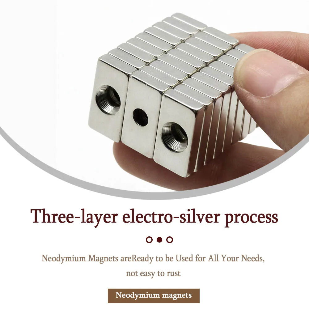 Powerful Block Magnet With holes Super Strong Refrigerator Magnets Cabinet Door Magnet Used for Office Whiteboards, DIY
