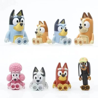 Bluey Family And Friends Action Figures 8 Pack Poseable Collectible Toys Pretend Play Dolls Birthday Gift For Children