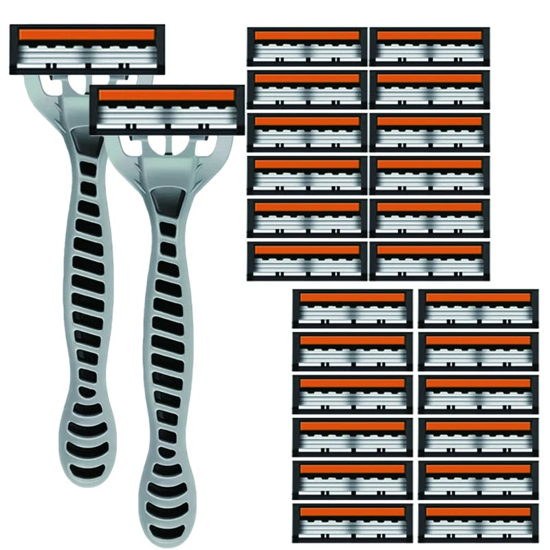 3-Layers Stainless Steel Blade Men Women Manual Safety Razor Hair Removal Shaving Replaceable Shaver Head
