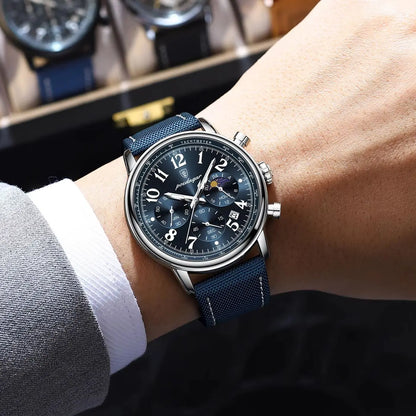 POEDAGAR Luxury Sports Men Watch Waterproof Luminous Leather Quartz Man Wristwatch Chronograph Date Military Men's Watches Reloj