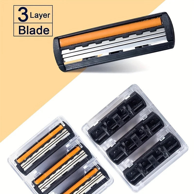 3-Layers Stainless Steel Blade Men Women Manual Safety Razor Hair Removal Shaving Replaceable Shaver Head