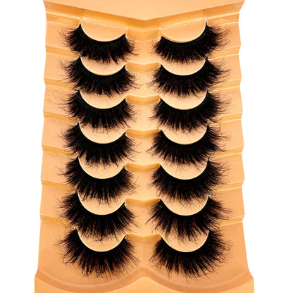 New 7 pairs of thick, 3D simulation mink fur fake eyelashesshort, dramatic fake eyelashes  wholesale full line fake eyelash make