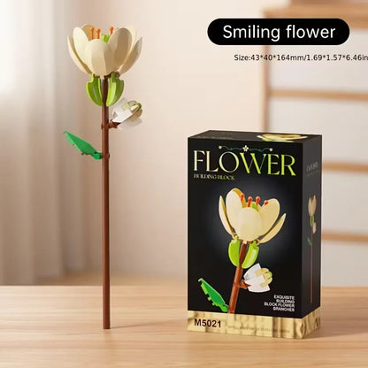 Micro particle building block flower set, DIY assembly floral decoration, suitable for desktop decoration and room accessories [