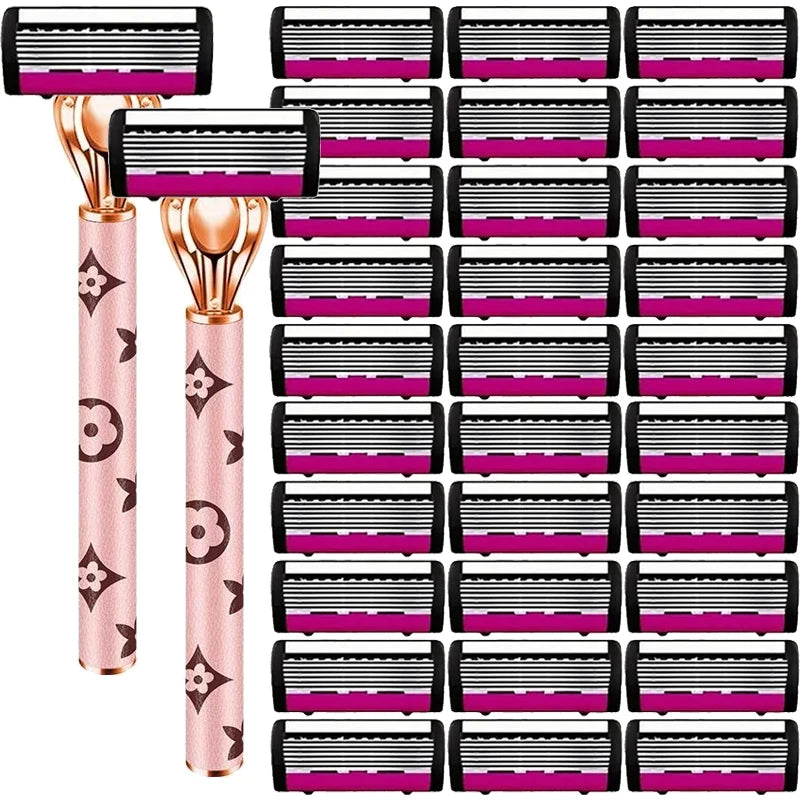 6-layer Blade Women Manually Change The Head To Shave Shaving Knife Shaver Armpit Retreat Private Part Hair Removal Artifact
