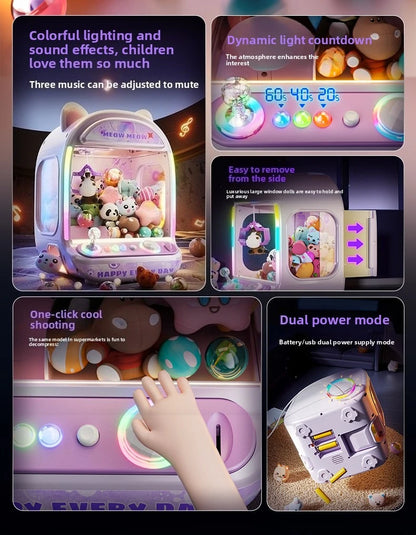 DIY Automatic Doll Machine Kids Coin Operated Play Game Mini Claw Catch Toys Crane Machines Music Doll for Christmas gifts