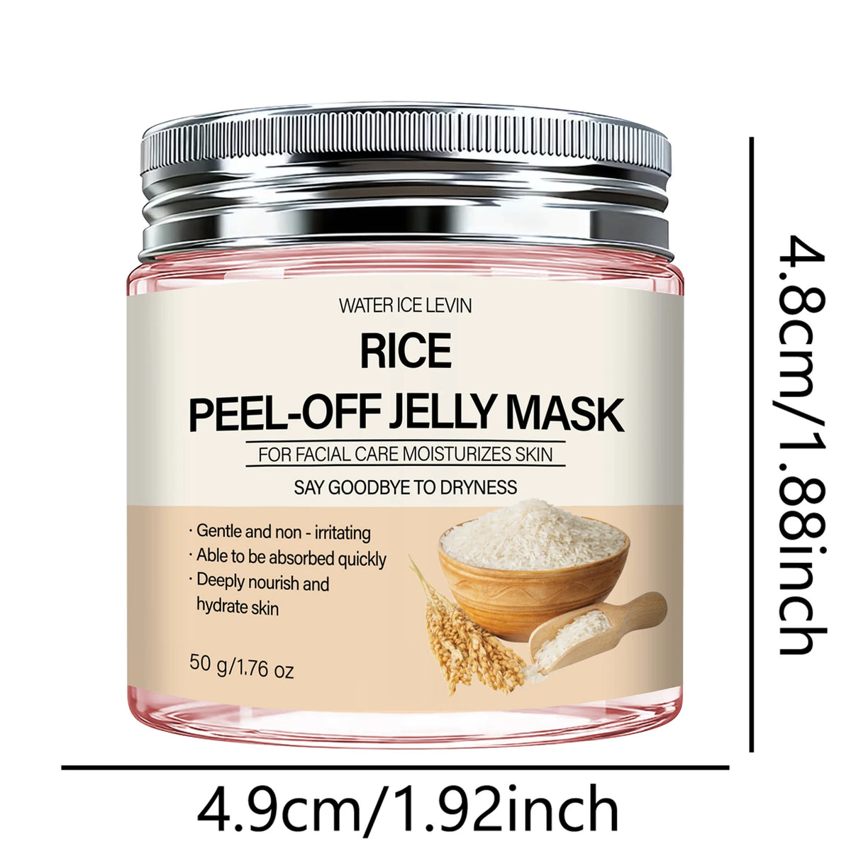 Rice Peel-Off Jelly Mask Deep Hydration Nourishment. Gentle Quick Absorb. Say Goodbye Dryness. Watericelevin 50g.