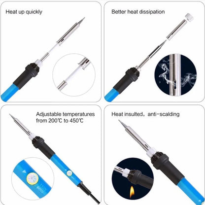 60W Adjustable Temperature Electric Soldering Iron  Welding Iron Rework Station Heat Pen Tips DIY Repair Tool