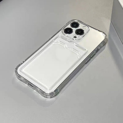 Shockproof Silicone Clear Case for iPhone 15 14 13 12 Mini 11 Pro XS Max X XR 6 6s 7 8 Plus Protection Back Card Pocket Cover