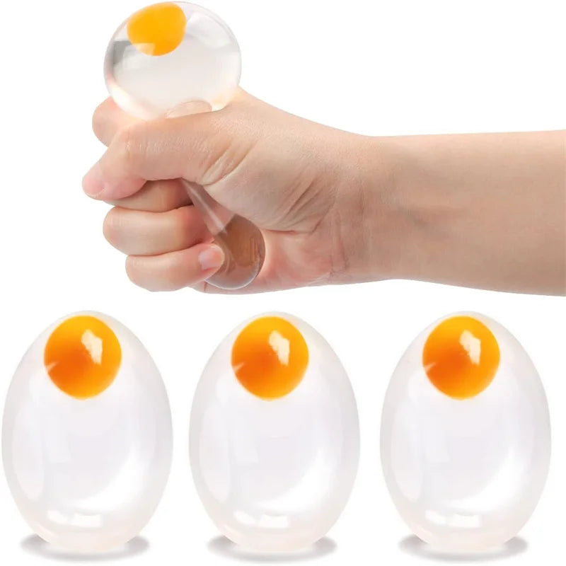 Funky Egg Squishy Ball Clear Squeeze Splat Ball Easter Basket Fillers Squishies Fun Toy Anxiety Reducer for Kids Adults