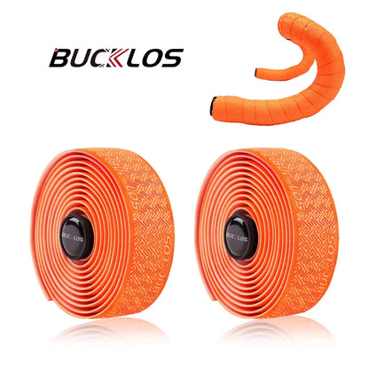 BUCKLOS Road Bike Handlebar Tapes PU Shock Bicycle Handle Bar Tape W/Bar End Plugs Anti-Slip Anti-Vibration Wrap Belts Bartape