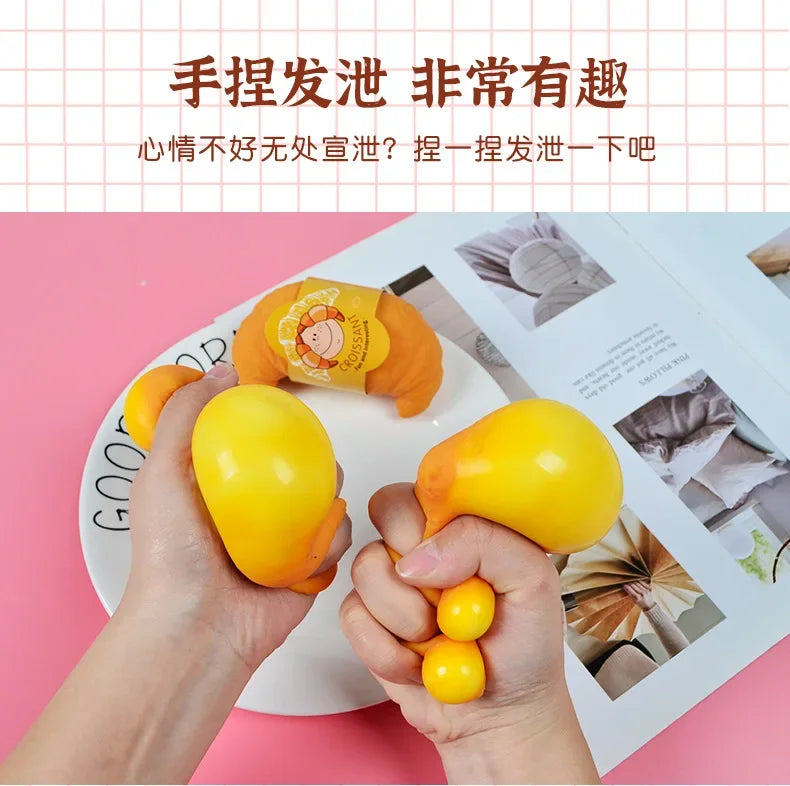 Fun Realistic Croissant Toy Pinch Squeeze Relief Squishy Stress Cute Lazy Stress Ball Funny Stress Relief Fidget Toy