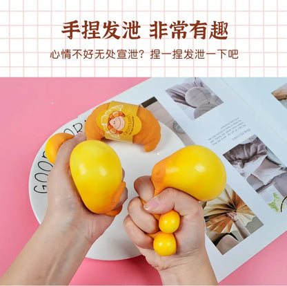 Fun Realistic Croissant Toy Pinch Squeeze Relief Squishy Stress Cute Lazy Stress Ball Funny Stress Relief Fidget Toy