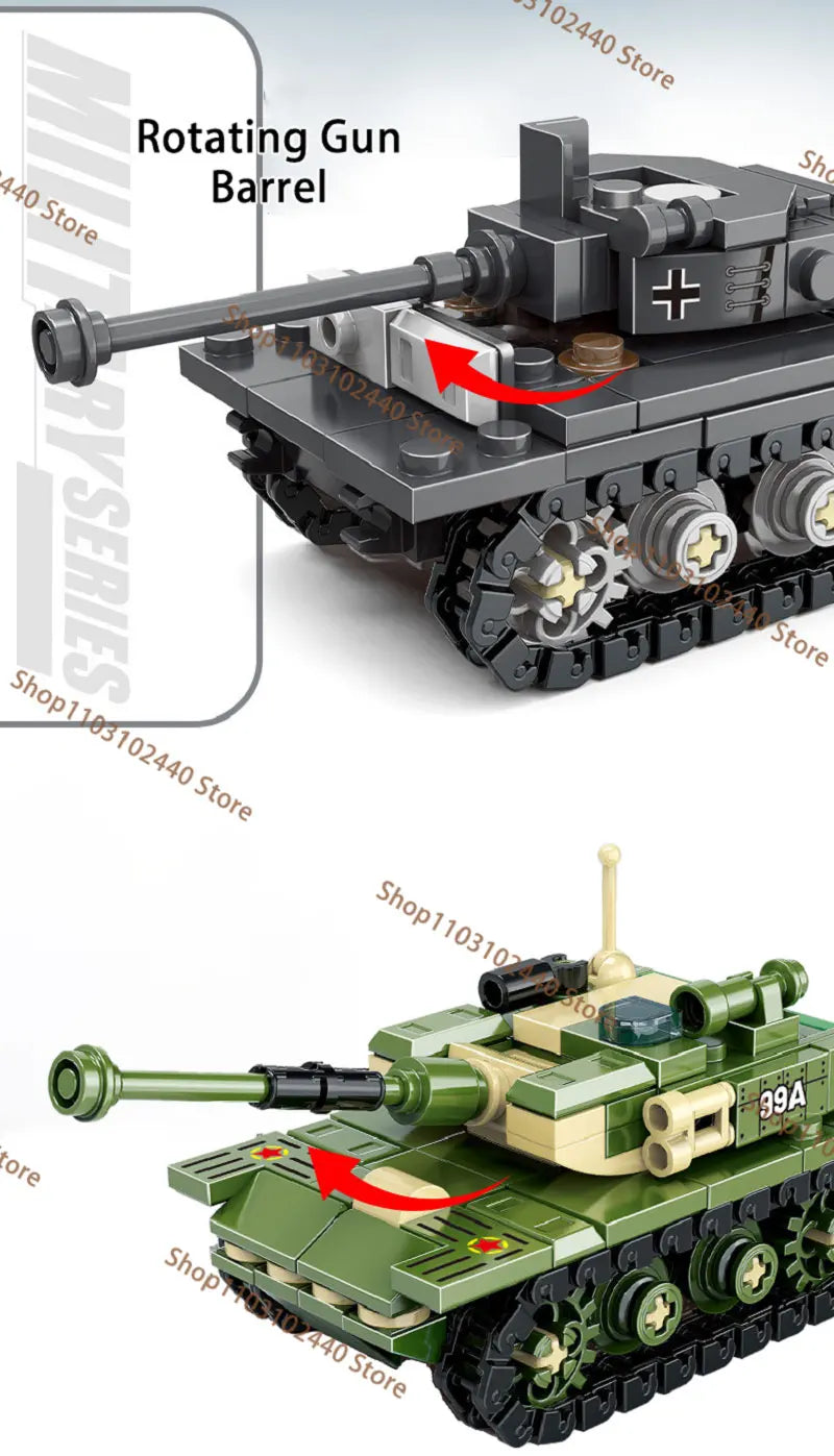 WW2 King Tiger Heavy Tank Building Blocks - DIY Military Model Kit , Educational Toy Gift for Kids