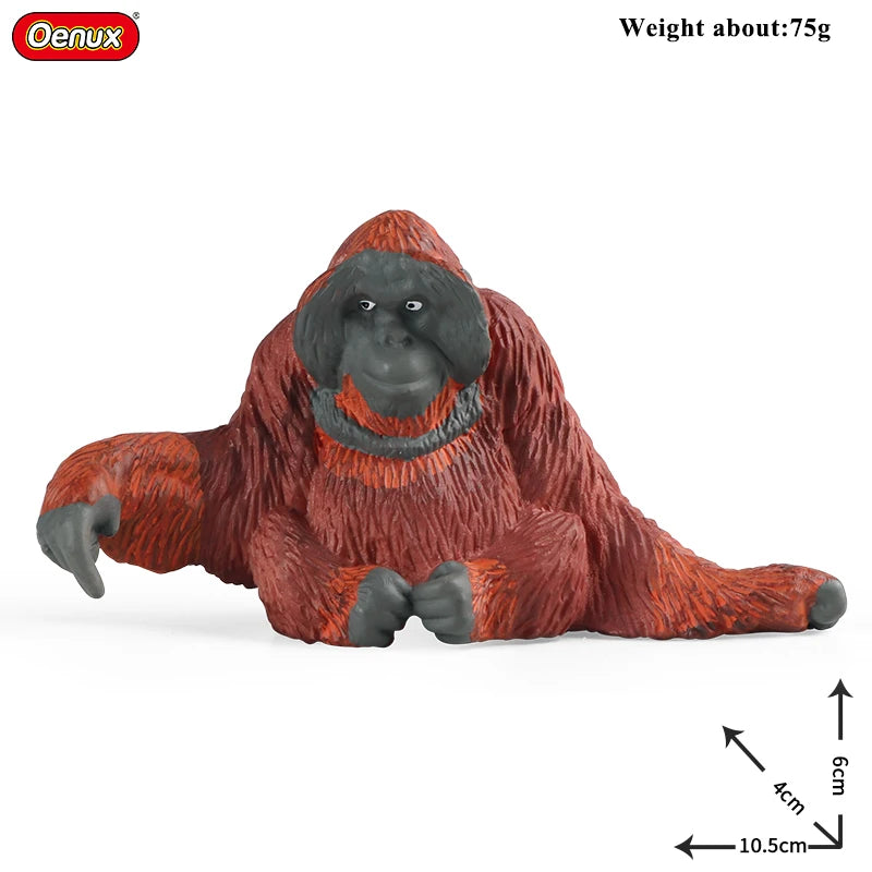 Oenux Simulation Wild Animal Chimpanzee Orangutan Gorilla Tree Sloth Monkey Model Action Figures Garden Miniature Decoration Toy