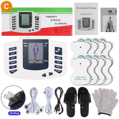 Full Body Tens Muscle Electrostimulator EMS Acupuncture Therapy Massage Relax Digital Meridian Physiotherapy Apparatus Full Set