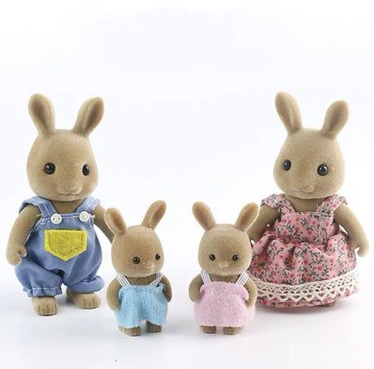 Simulation Forest Rabbit Family DIY Playset Mini Rabbit Bear Figure Toy Dolls Kids Gifts