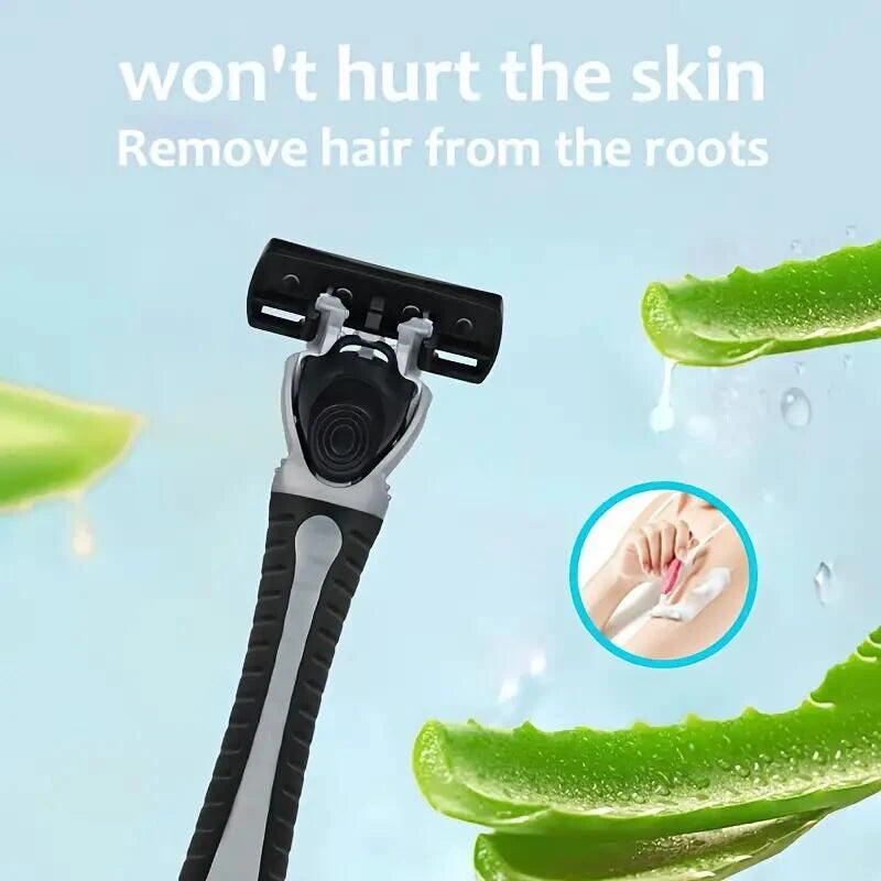 6-Layer Razor Head Manual Shaver, Stainless Steel Classic Double Edge Blade Razor Safety Vintage Shaving Beard Moustache Manual
