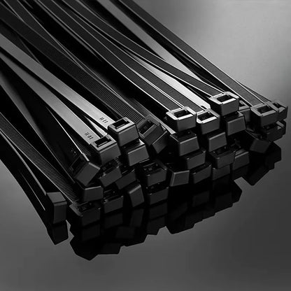 100pcs Black Cable Ties High Tensile Strength, Uv Resistant, Self-Locking For Home & Office Cord Management