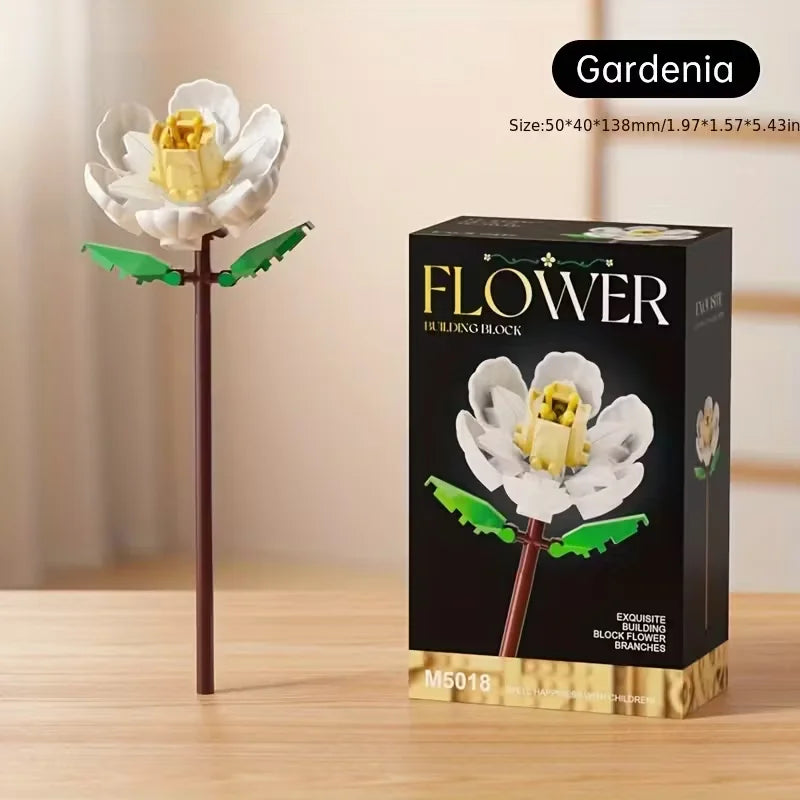 Micro particle building block flower set, DIY assembly floral decoration, suitable for desktop decoration and room accessories [