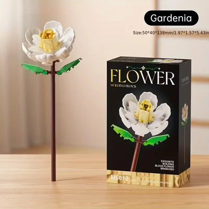 Micro particle building block flower set, DIY assembly floral decoration, suitable for desktop decoration and room accessories [