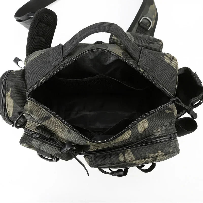 Large Capacity Fishing Gear Bag with Bait Box, 3-in-1 Shoulder Waist Crossbody Fishing Rod Storage Bag