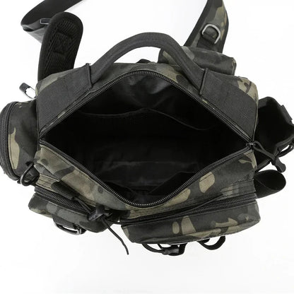 Large Capacity Fishing Gear Bag with Bait Box, 3-in-1 Shoulder Waist Crossbody Fishing Rod Storage Bag