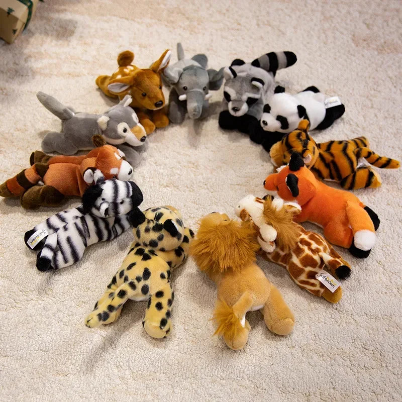 Hot Sale 22cm Mini Stuffed Forest Animals Bulk Jungle Animal Lovely Toys Lion Tiger Fox Deer Zebra Plush for Birthday Gift