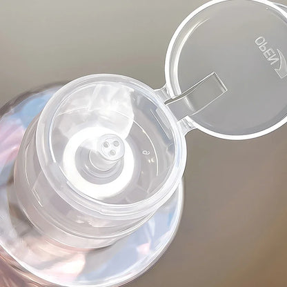 Refillable Lockable Empty Pump Dispenser Nail Manicure Cleaner Makeup Remover Container Press Bottle for Personal Use