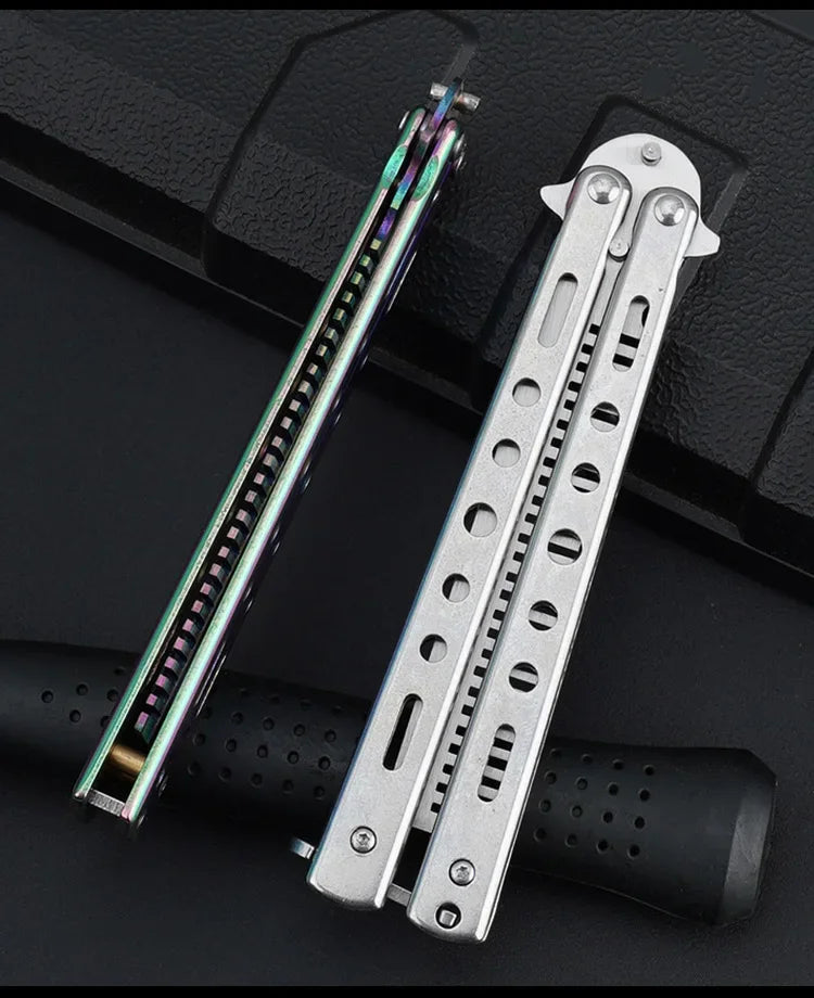 Stainless Steel Foldable Comb for Butterfly Knife Practice Training Beard Moustache Styling Tool Hairdressing Salon Brush
